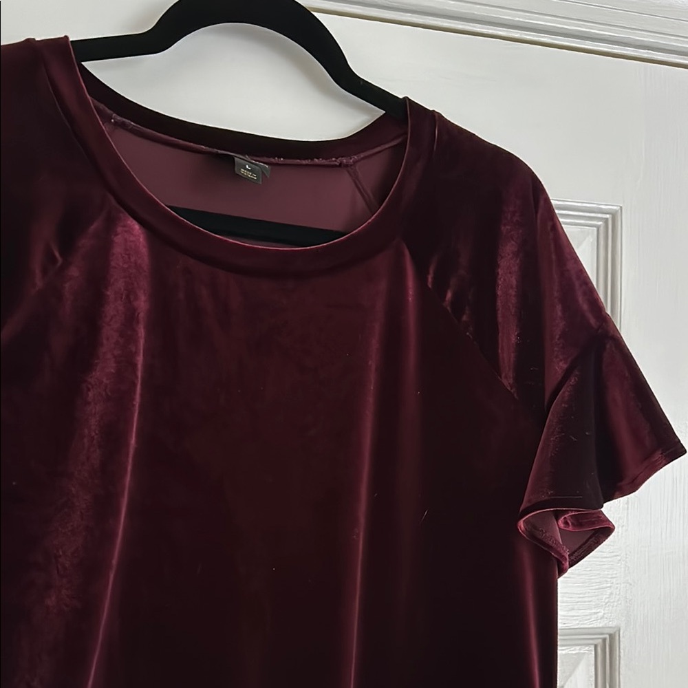 Worthington Holiday Velvet Maroon Ruffled Sheath Dress